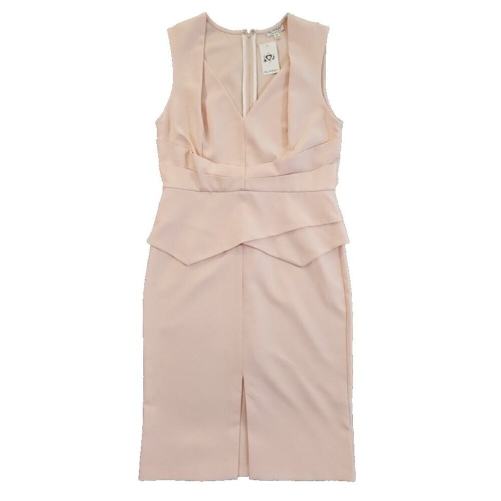 Miss Selfridge Bodycon Peplum Dress Women's Size 10 Peach Zip Back NWT NEW‎